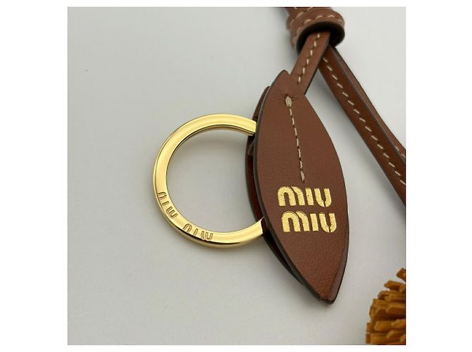 Portachiavi charm Miu Miu in pelle Trick Arancione - vista 3