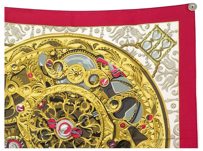 Hermès NEUF VINTAGE FOULARD HERMES ROUAGES FRANCOISE HERON CARRE 90 CM SOIE SCARF - vue 3