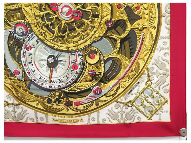 Hermès NEUF VINTAGE FOULARD HERMES ROUAGES FRANCOISE HERON CARRE 90 CM SOIE SCARF - vue 4