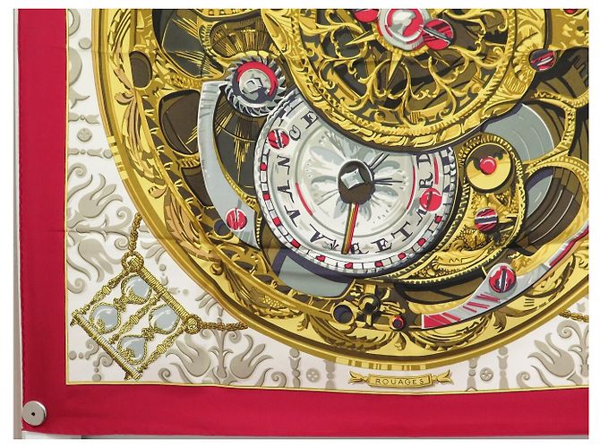 Hermès NEUF VINTAGE FOULARD HERMES ROUAGES FRANCOISE HERON CARRE 90 CM SOIE SCARF - vue 5