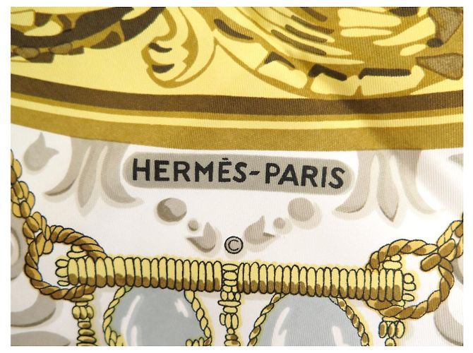Hermès NEUF VINTAGE FOULARD HERMES ROUAGES FRANCOISE HERON CARRE 90 CM SOIE SCARF - vue 7