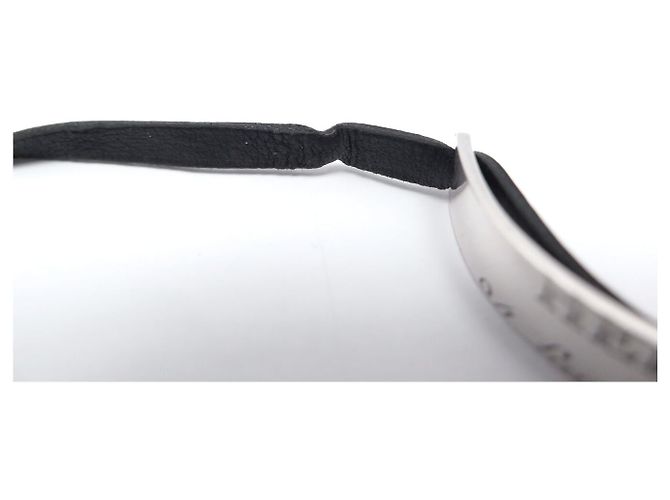 Hermès BRACCIALE HERMES CARTOUCHE IN ARGENTO MASSICCIO 925 & PELLE NERA + SCATOLA E SACCHETTO SILVER - vista 12