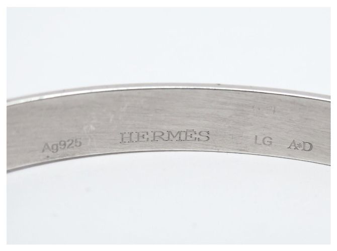 Hermès BRACCIALE HERMES CARTOUCHE IN ARGENTO MASSICCIO 925 & PELLE NERA + SCATOLA E SACCHETTO SILVER - vista 7