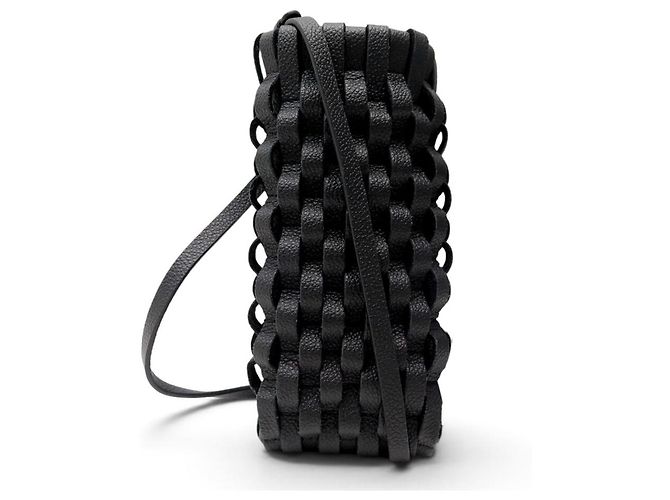 Polène NUOVA BORSA A MANO POLENE NUMERO DIX EDIZIONE ONDO PELLE NERA + CUSTODIA TELEFONO Nero - vista 11