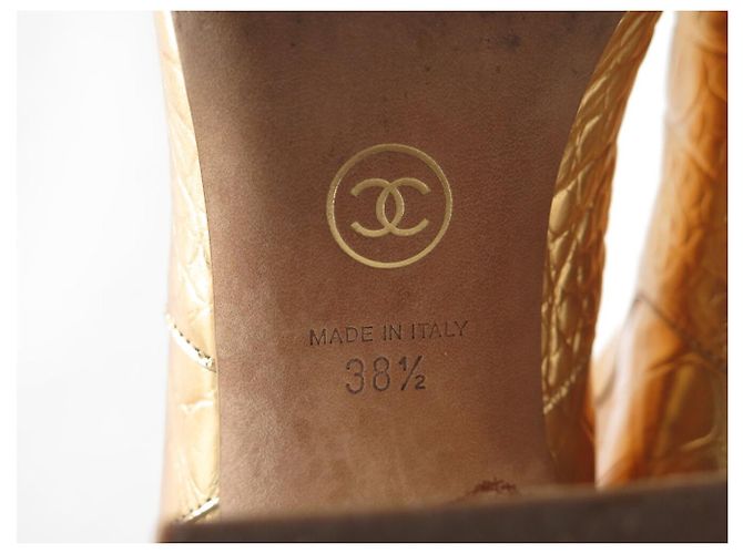 BOTAS DE MONTA CHANEL EGYPTE 38.5 PIEL EFECTO COCODRILO Dorado - vista 12