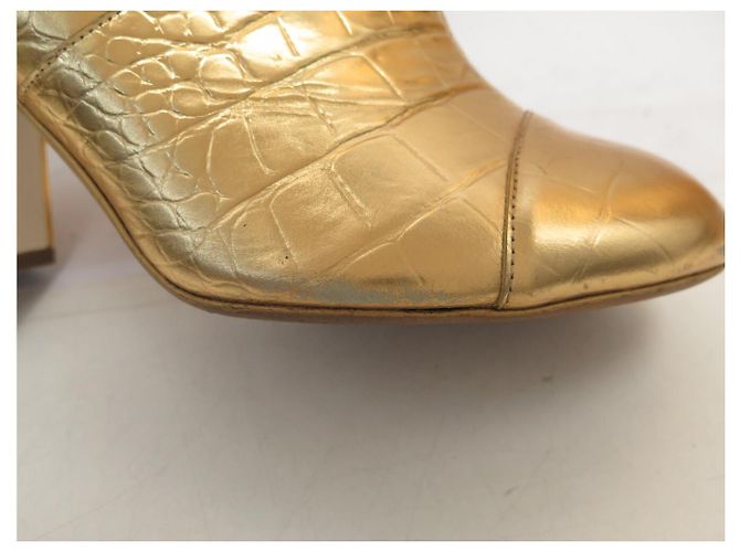 BOTAS DE MONTA CHANEL EGYPTE 38.5 PIEL EFECTO COCODRILO Dorado - vista 14