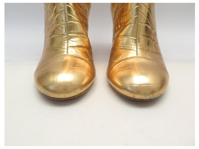BOTAS DE MONTA CHANEL EGYPTE 38.5 PIEL EFECTO COCODRILO Dorado - vista 4