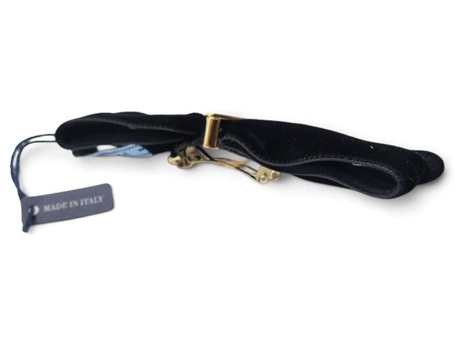 Etiquette NUOVO PRADA 1IF155 FERMAGLIO PER CAPELLI FIOCCO IN VELLUTO NERO BARRETTE HAIR CLIP - vista 3