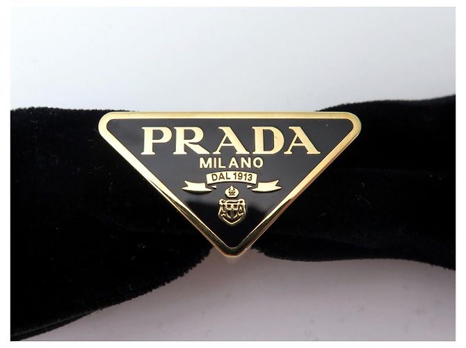 Etiquette NUOVO PRADA 1IF155 FERMAGLIO PER CAPELLI FIOCCO IN VELLUTO NERO BARRETTE HAIR CLIP - vista 7