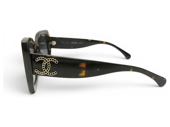GAFAS DE SOL CHANEL CUADRADAS NUEVAS 5555 MARRÓN LOGO CC BROWN SUNGLASSES Castaño - vista 2