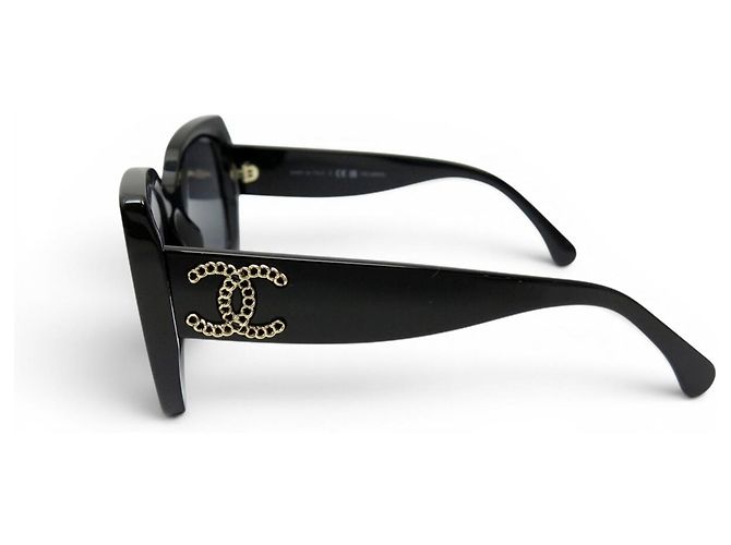 OCCHIALI DA SOLE CHANEL QUADRATI NERI NUOVI 5555 LOGO CC BLACK SUNGLASSES Nero - vista 2