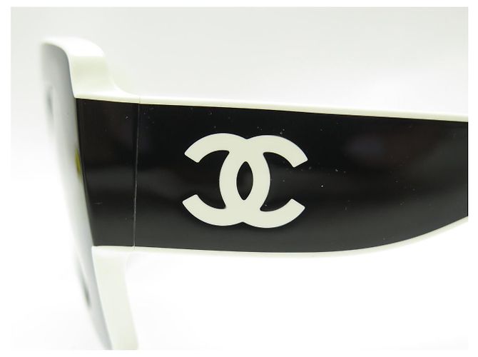 GAFAS DE SOL CHANEL CUADRADAS NUEVAS LOGO CC BLANCO Y NEGRO SUNGLASSES - vista 8