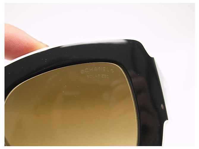 GAFAS DE SOL CHANEL CUADRADAS NUEVAS LOGO CC BLANCO Y NEGRO SUNGLASSES - vista 9