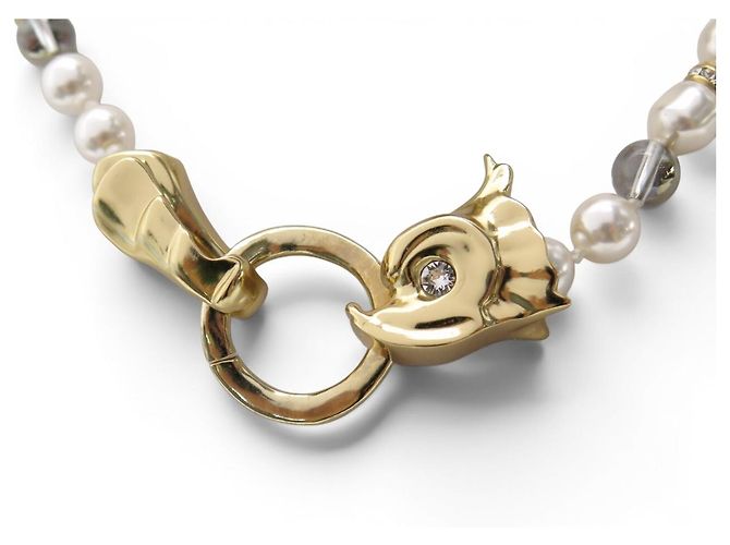 NUOVO COLLANA SAUTOIR CHANEL DRAGON POISSON LOGO CC DOUBLE TOUR D'oro - vista 4