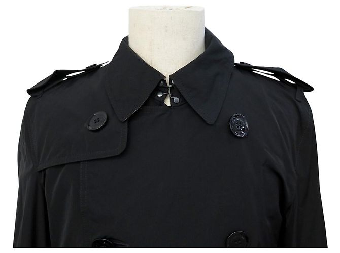 ABRIGO IMPERMEABLE BURBERRY TRENCH LARGO MEDIO BRIT 3762793 M 38 NEGRO COAT - vista 2