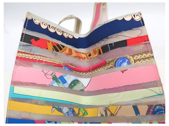 Hermès BORSA A MANO HERMES LE CAS DU SAC MUSEE DU LOUVRE 2004 SETA TOTE SHOPPING BAG Multicolore - vista 11