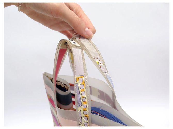 Hermès BORSA A MANO HERMES LE CAS DU SAC MUSEE DU LOUVRE 2004 SETA TOTE SHOPPING BAG Multicolore - vista 13