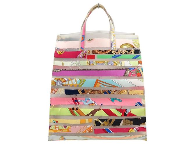 Hermès BORSA A MANO HERMES LE CAS DU SAC MUSEE DU LOUVRE 2004 SETA TOTE SHOPPING BAG Multicolore - vista 2