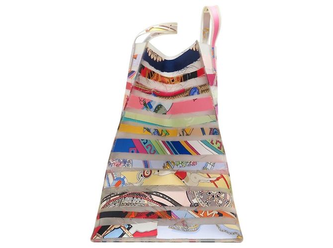 Hermès BORSA A MANO HERMES LE CAS DU SAC MUSEE DU LOUVRE 2004 SETA TOTE SHOPPING BAG Multicolore - vista 3