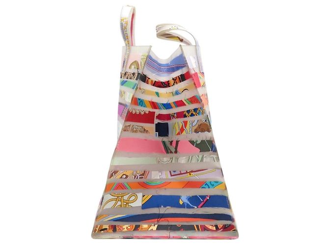 Hermès BORSA A MANO HERMES LE CAS DU SAC MUSEE DU LOUVRE 2004 SETA TOTE SHOPPING BAG Multicolore - vista 4