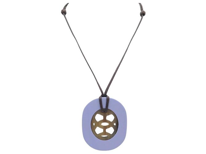 Hermès COLLANA HERMES PENDENTE LIFT GM H044536F CORNO DI BUFALO E LACCA Turchese - vista 2