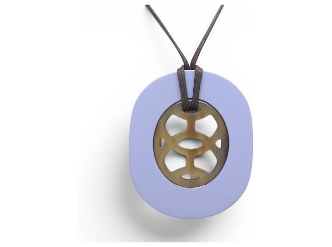 Hermès COLLANA HERMES PENDENTE LIFT GM H044536F CORNO DI BUFALO E LACCA Turchese - vista 4