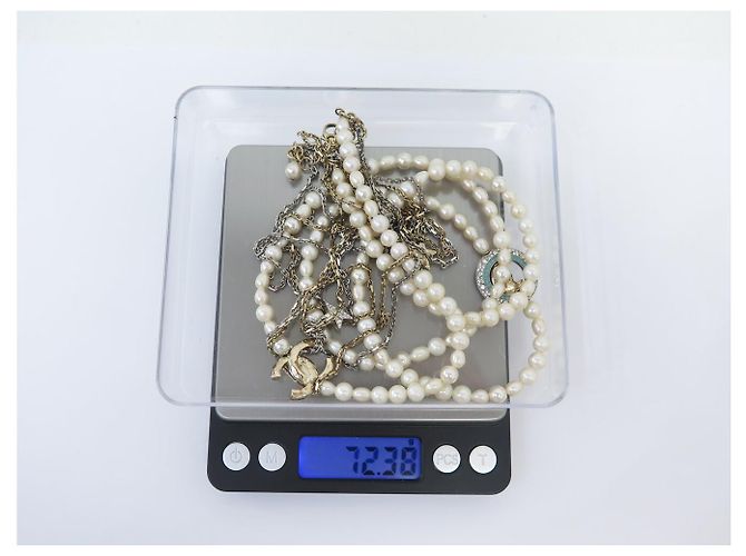 COLLANA CHANEL SAUTOIR LUNE STELLE LOGO CC STRASS PERLE 94CM Argento - vista 7