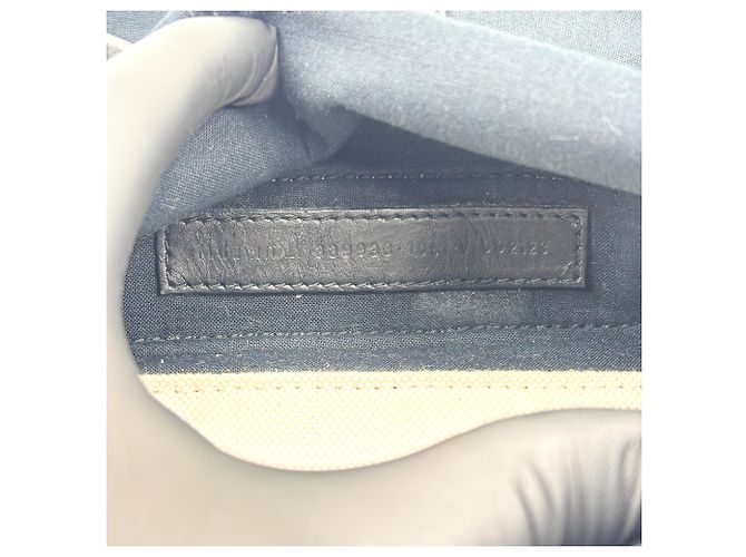 Balenciaga Cabas in tela blu navy e pelle Medium Nero - vista 7