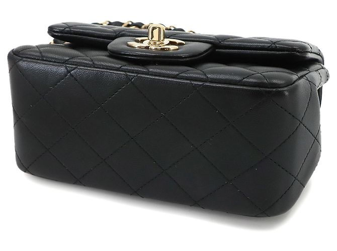 Chanel Mini Matelassé Schultertasche mit Kette Schwarz - Ansicht 5