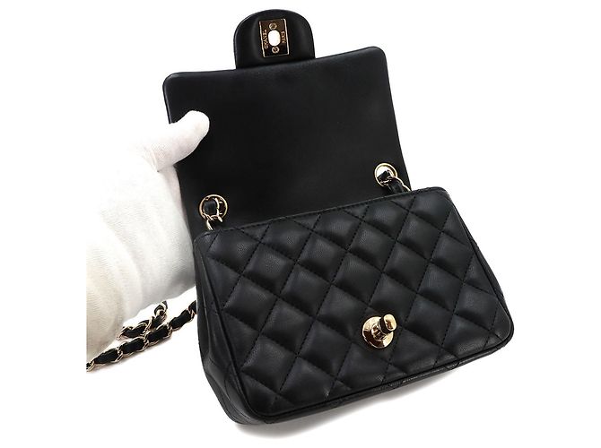Chanel Mini Matelassé Schultertasche mit Kette Schwarz - Ansicht 7