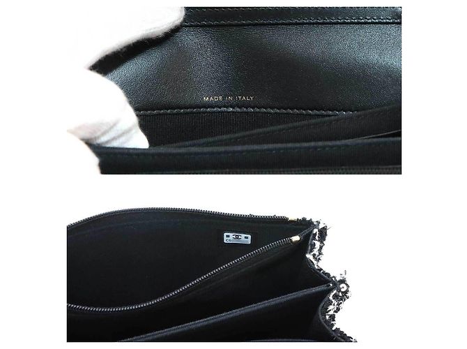 Chanel Matelassé Chain Wallet Schwarz Weiß - Ansicht 7