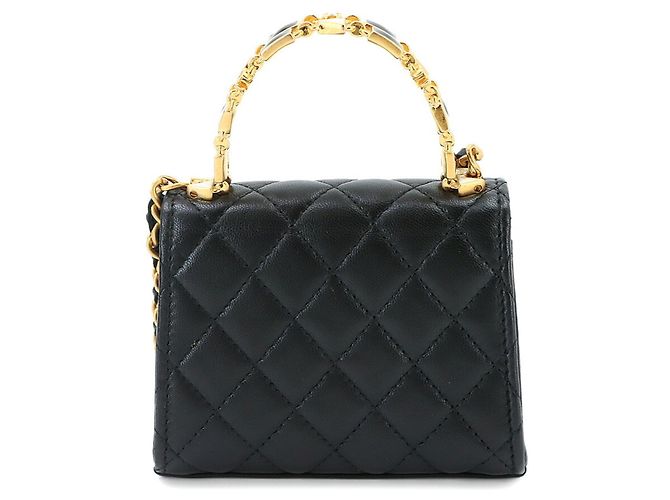 Borsa a mano Chanel Matelasse Chain Clutch in pelle d'agnello nera Nero - vista 3