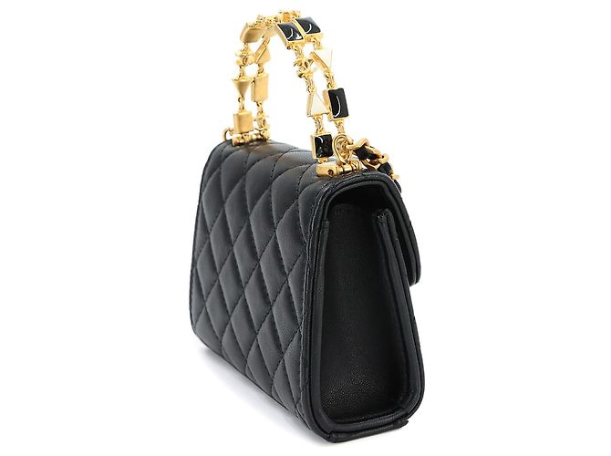 Borsa a mano Chanel Matelasse Chain Clutch in pelle d'agnello nera Nero - vista 4