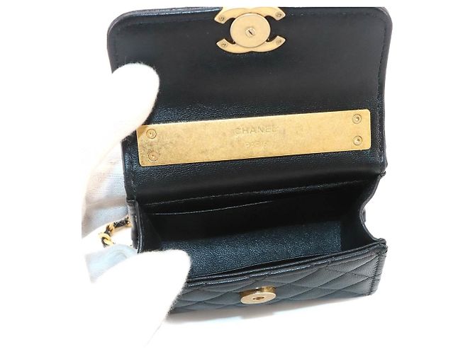 Borsa a mano Chanel Matelasse Chain Clutch in pelle d'agnello nera Nero - vista 6