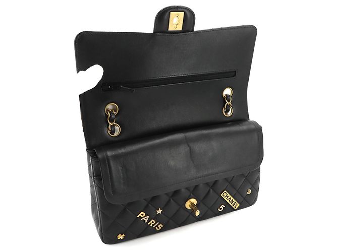 Borsa a tracolla con catena Chanel Matelasse 25 Nero - vista 6