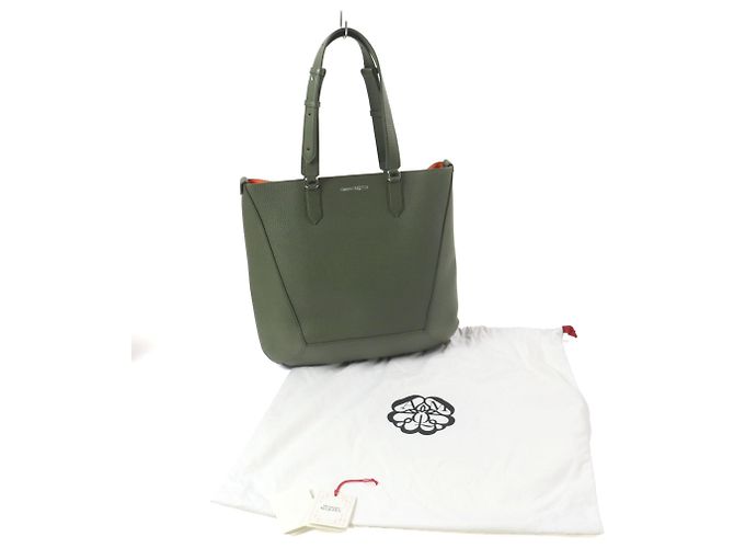 Borsa Tote Alexander McQueen in pelle di vitello kaki Cachi - vista 2
