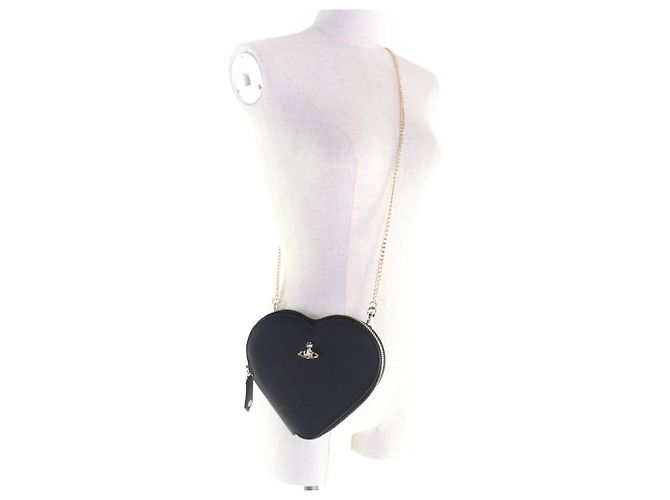 Borsa a tracolla Vivienne Westwood Saffiano New Heart Nero - vista 2