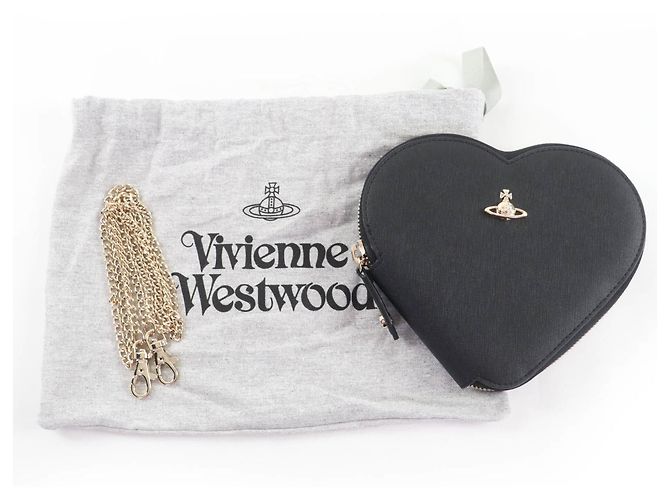 Borsa a tracolla Vivienne Westwood Saffiano New Heart Nero - vista 3