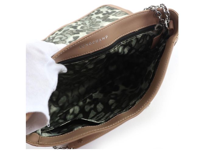 Borsa a mano in pelle Longchamp Amazone Chain Marrone - vista 9