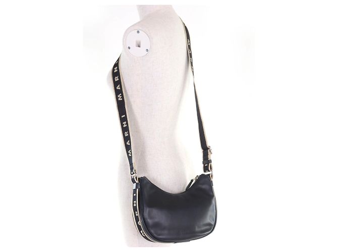 Borsa a tracolla Marni in pelle nera Nero - vista 4