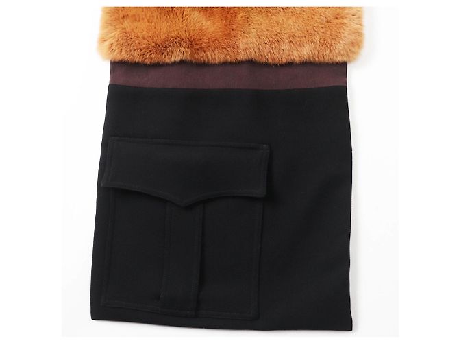 Stola Marni in lana e coniglio con tasche Marrone Nero - vista 3