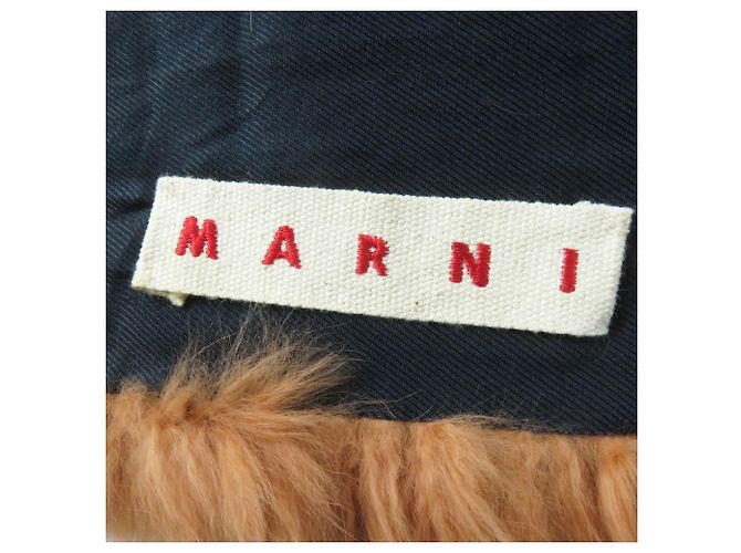 Stola Marni in lana e coniglio con tasche Marrone Nero - vista 8