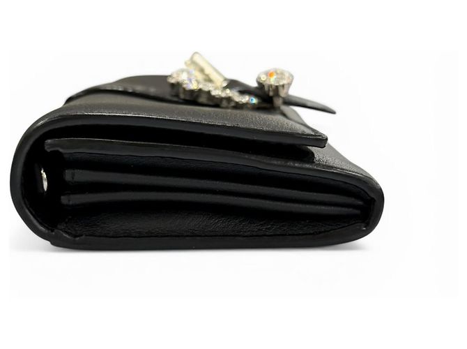 Jimmy Choo Schulterbrieftasche aus Leder mit Strass-Kettenriemen Schwarz - Ansicht 5