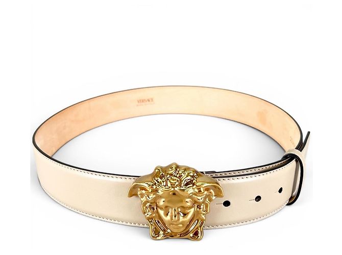 Versace Ledergürtel mit Medusa-Schnalle Roh - Ansicht 2
