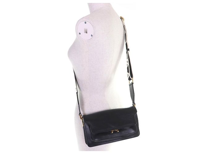 Marni SBMP0124Q6 Borsa a tracolla Trunk Soft EW in pelle Nero - vista 10