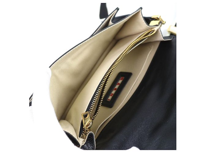 Marni SBMP0124Q6 Borsa a tracolla Trunk Soft EW in pelle Nero - vista 11