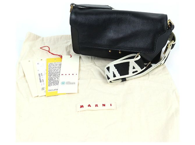 Marni SBMP0124Q6 Borsa a tracolla Trunk Soft EW in pelle Nero - vista 2