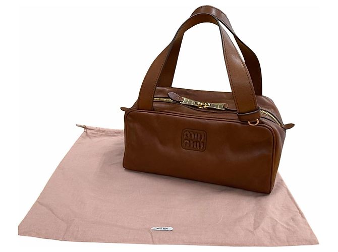 Borsa Miu Miu con manico superiore in pelle antique e logo Marrone - vista 2