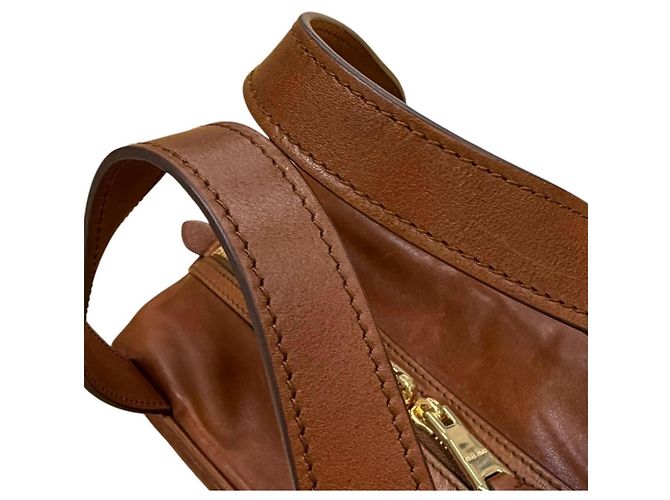 Borsa Miu Miu con manico superiore in pelle antique e logo Marrone - vista 7