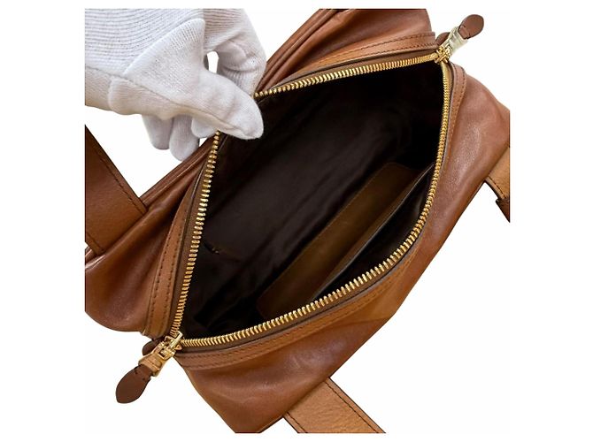 Borsa Miu Miu con manico superiore in pelle antique e logo Marrone - vista 8